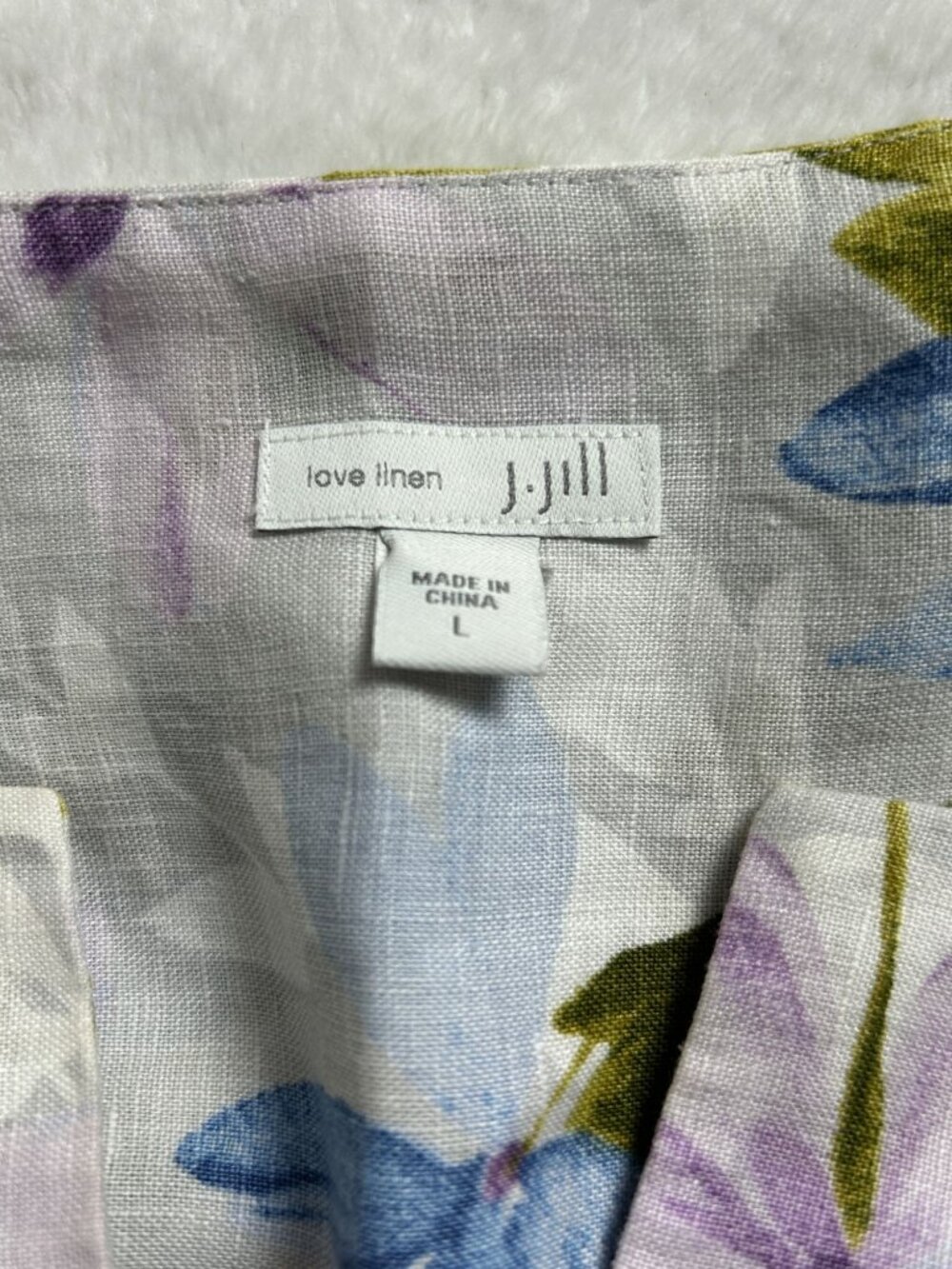 J. Jill Love Linen Womens Floral Sleeveless Dress Large Purple Blue Botanical - Picture 4 of 10